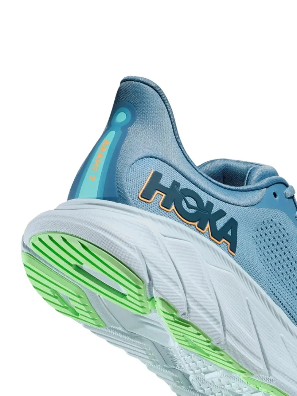 Hoka Light Blue Athletic Running Shoe with Lime Green Accent